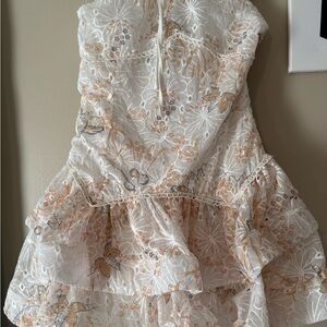 SHEIN White and Orange Floral Mini Dress